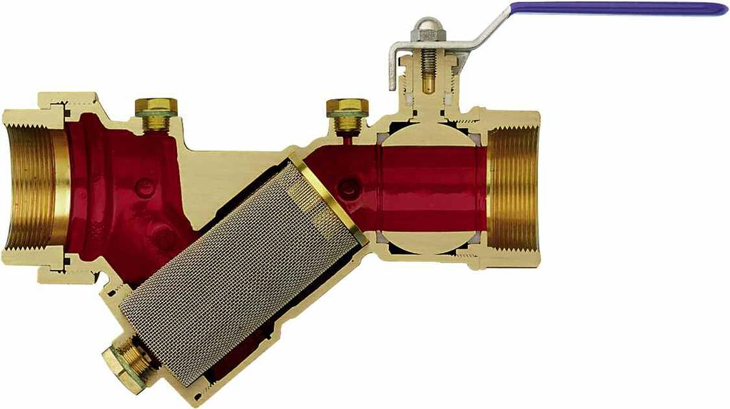 Accessories 120 Y-Strainer Combination of Y-strainer and ball valve. Brass body. Stainless steel filter cartridge.
