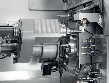 A counter spindle identical to the main spindle is mounted on a separate X-Z cross-slide, providing a Z travel range of 300 mm.