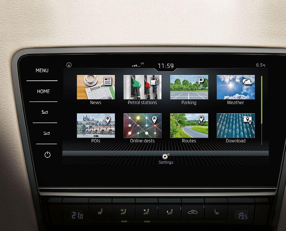 STAY CONNECTED The new ŠKODA Connect system turns the Octavia into a fully interconnected car. Infotainment Online provides satellite navigation, traffic reports and calendar updates.