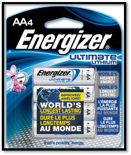 : Energizer lithium iron disulfide differs from alkaline batteries in chemistry and construction.