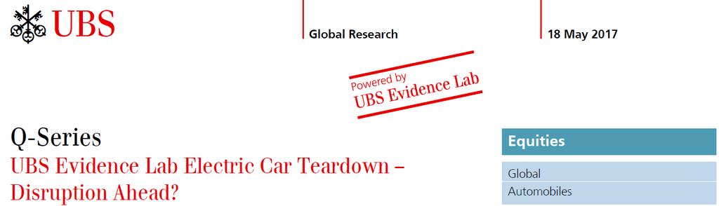 Impact on Cri8cal Minerals S&D UBS Q Series Evidence Lab Electric Car Teardown Disrup8on Ahead?