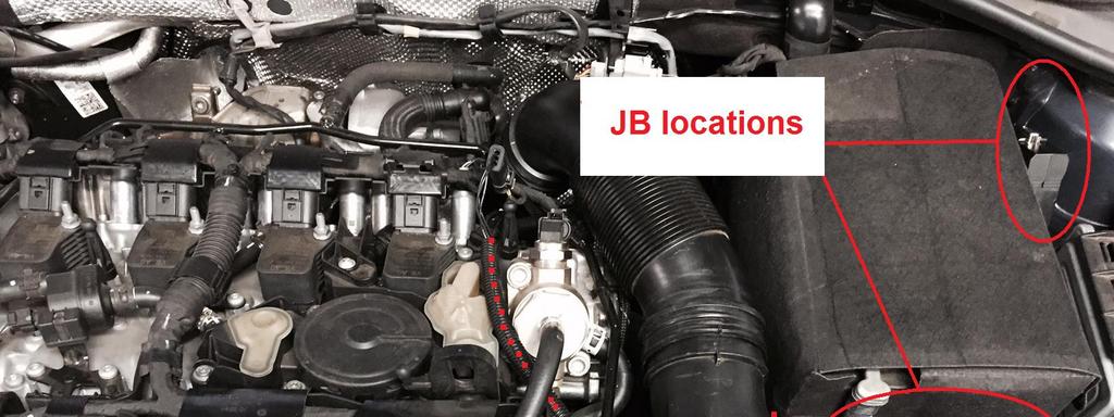 Step 3: Harness layout and JB placement The JB unit can be placed either behind the battery box or in the area behind the ECU. The harness passes under the intake pipe to the left of the engine.
