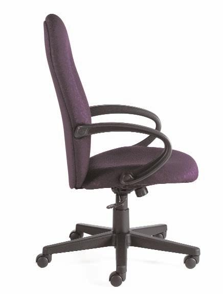 GLOBAL MANAGEMENT SEATING ENTERPRISE - Gently sculpted back and seat provide lateral and lumbar support. Stylish curved arms are molded black polyurethane.