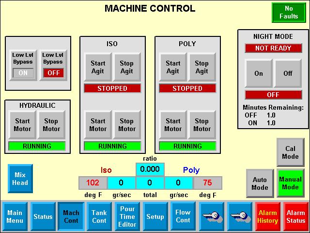Component Identification Machine Control Screen 1 DD 1 DD 2 DA DE DB DC DD 3 DF 1 2 3 Buttons shown only if the machine has an agitator installed for that chemical.