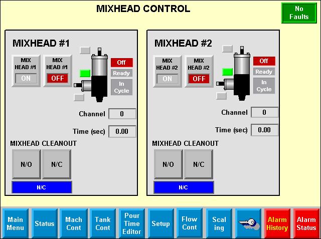 Component Identification MixHead Control Screen SA SB 1 SH SC SD 2 2 3 3 SE SF 2 SG 1 2 3 MixHead #2 section of screen only shown if second MIxHead is installed. Only shown if L-Head is installed.