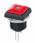 Sealed pushbutton switches - bushing Ø 16 mm - latching Distinctive features and specifications Latching action models Sealed to IP67 Illuminated or non-illuminated Flat round actuator for optional