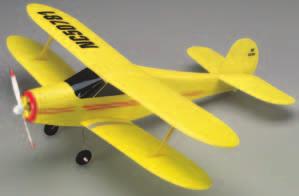 Fasten the wing to the fuse, charge the NiCd and this elegant biplane is ready to fly.