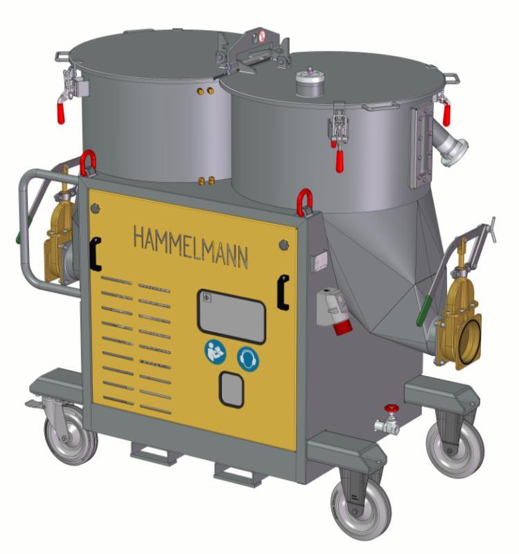 Vacuum unit 13.K.1 06/15 HAMMELMANN Vacuum unit for operation with the HAMMELMANN AQUABLAST Plus (FRV 2500 + FRV 3000) and the hand held AQUABLAST. Comprising: Manually deployed waste collection unit.