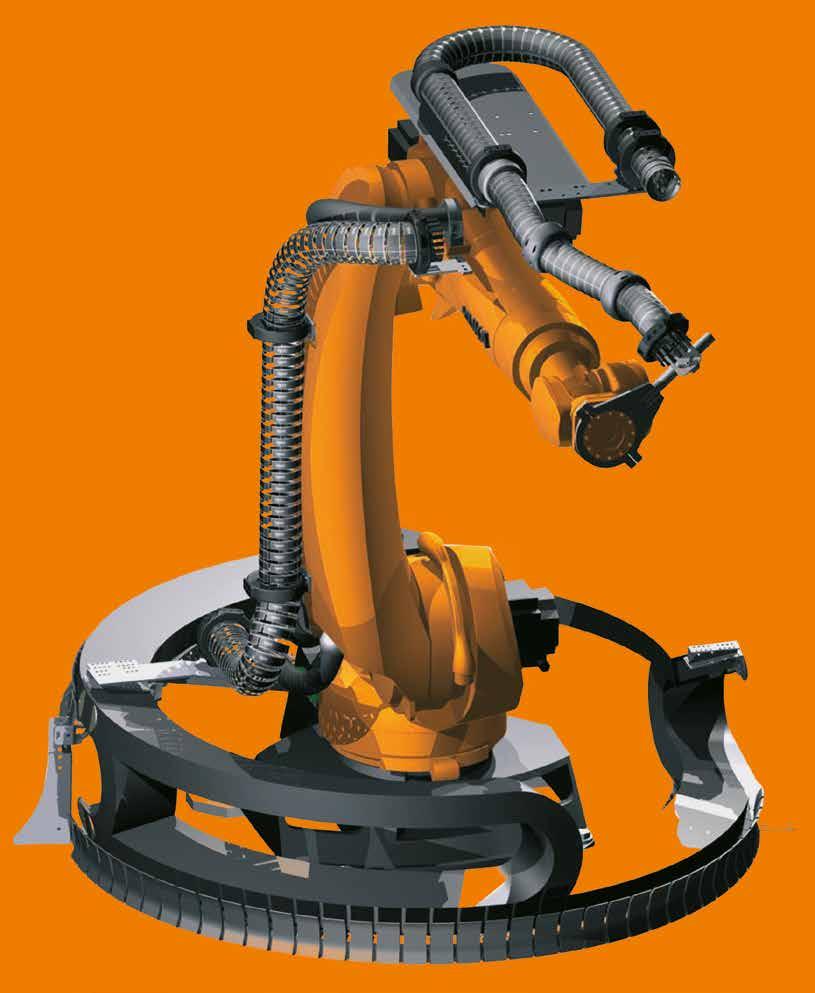 KUKA robot system - 3D-model KR 120 R2500 pro Configuration example Axis 3-6 with e-chain TRC.100 Installation package for retraction system on the robot - TR.P36.1002.100 Description TR.907.667.