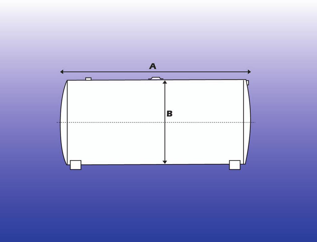 HOLDING TANK with bracket or legs in 4 mm sheet. Technical data: Litres A dim. B dim.
