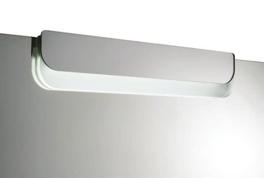 lamp with LED plexiglass diffuser Adaptable to all rectangular and square mirrors; does not fit with round mirror.