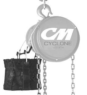 Cyclone Fabric Chain Bags Cyclone, Army type and low headroom trolley hoist optional fabric chain bags Product code Rated Maximum Bag Bag Approx.