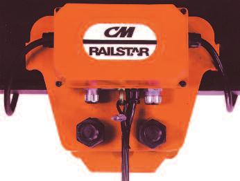RailStar motor driven trolley Fits wide range of beam sizes for maximum versatility Universal use with any hook suspended single speed hoists that are equipped with reversing contactor Steel spur