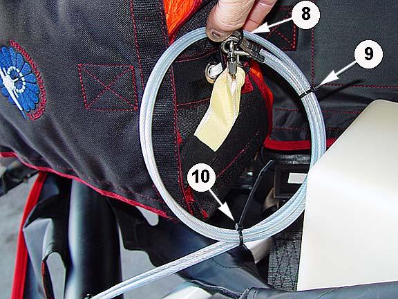4.9 Place three 4 Cable Ties (item 27) around Rocket Lanyards in
