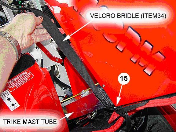 144 Velcro Bridle will be now connected to the bottom of the trike mast