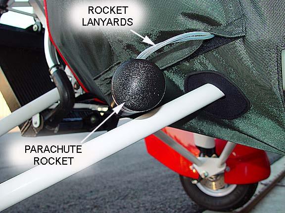 7.31 Review Rocket Lanyards location on the bottom of the trike cover egress flap. BRS Doc.