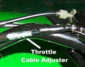 2.5 THROTTLE CABLE ADJUSTMENT Slide the rubber cap of the adjuster off the throttle housing, loosen the lock nut and adjust the free play