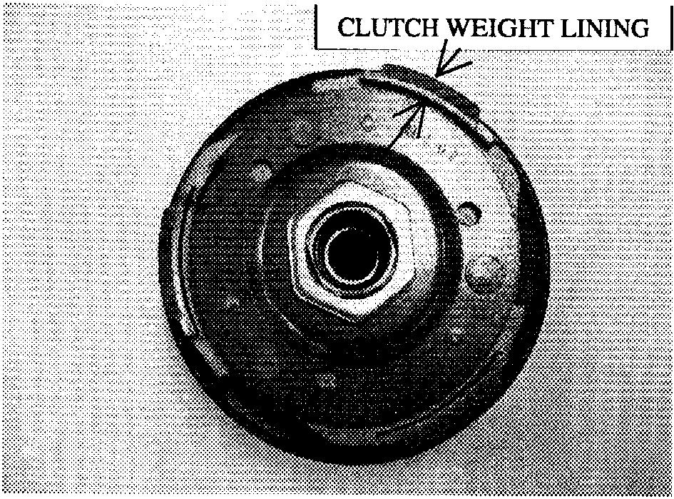 Inspect the clutch weight set for wear or