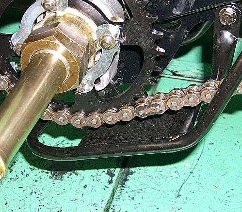 Disassemble the chain retaining clips and mas- ter link. Remove the chain.