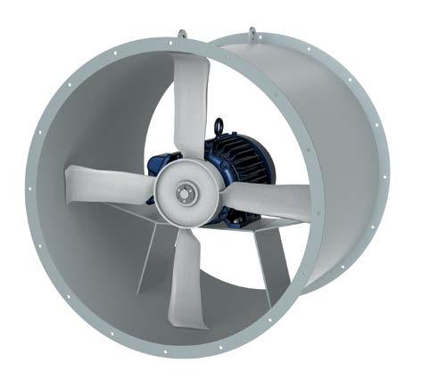 Fan casings are flanged steel and can easily be connected to duct work. Protective coatings and aluminum, hot-dipped galvanized or stainless steel construction are available upon specification.