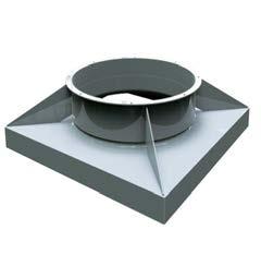 ) Using a stack cap and curb base on the Model TA or TABD vaneaxial fan converts the unit into a roof ventilator.