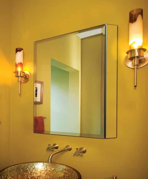 FRAMELESS BEVEL MIRROR (BM) Offering the same utility and function as the flat series, the 3/4 Bevel series