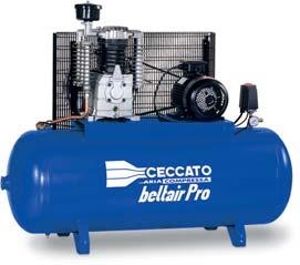 Beltair Pro Stationary models 11 bar Available in: Four sizes from 4 up to 10 P. Two sizes of vessel 270 and 500 litres (plus a 270 litres vertical variant). Star delta cubicle variant.