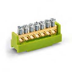 Accessories 7 16 Connection and connecting terminals Insulated PE and N terminal Rated current Connection mm² Type 63 A * 7x 10 PE-terminal, green/yellow 50 2.