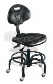 Backrest: self-skinned urethane with integral lumbar support, 16 1 2" wide x 12 1 2" high with 3 32" ventilating ribs Seat: self-skinned urethane,18 1 2" wide x 17" deep x 1 1 2" thick with waterfall