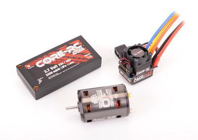The easiest way into brushless Hot Rod or Saloon Stox racing is the Core RC Pace 45 system. This system gives you the Pace 45 speed controller, Speed Passion 13.5 motor and 1S Core RC Lipo.