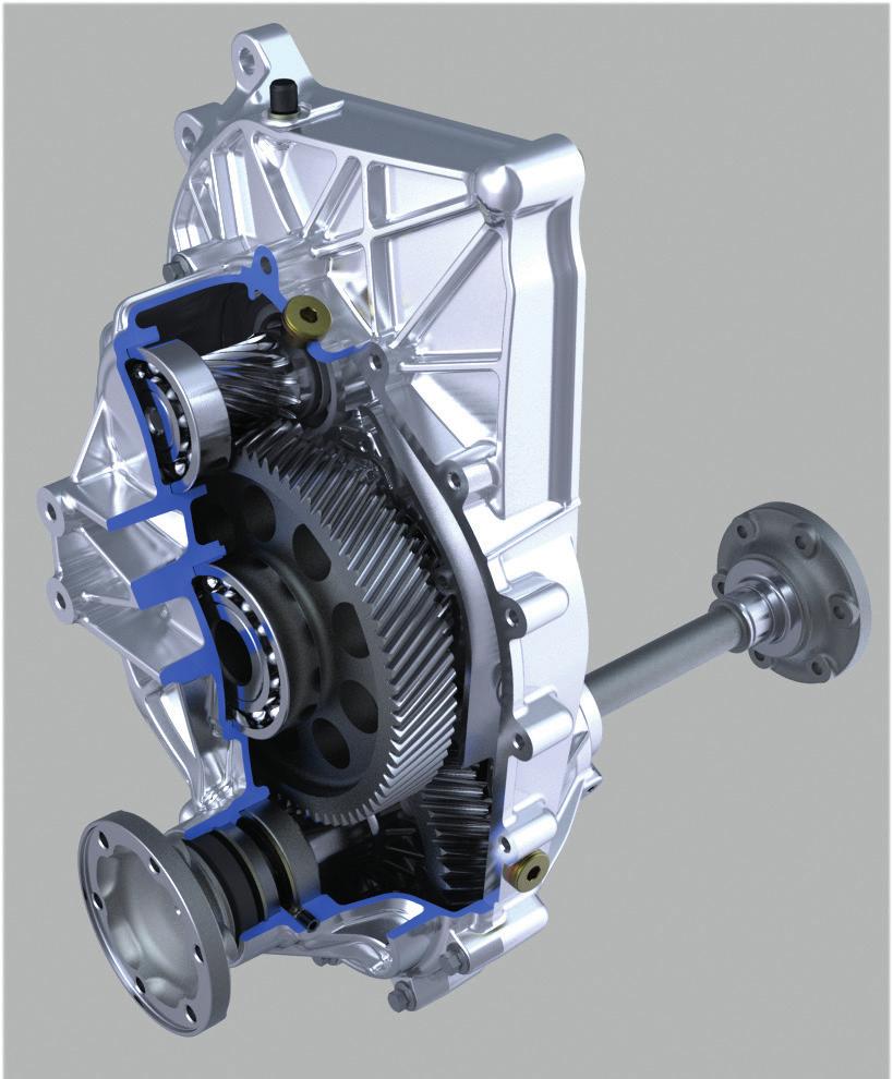 electric motor coupled with gearbox 1 speed transaxle 70 kw, max.