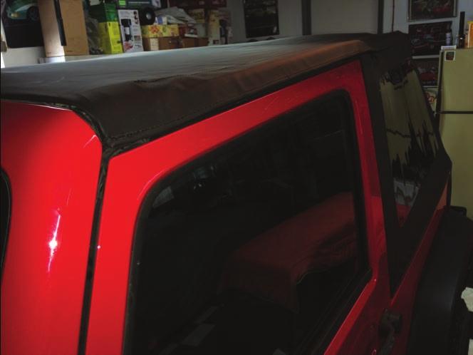 Attach the main deck belt rail plastic into the upper door surround from front to back. Start at the windshield header.