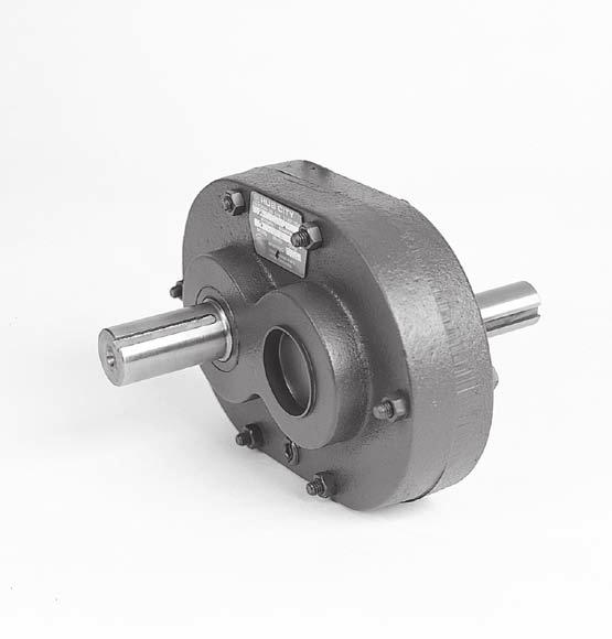 odel 22 - Single Reduction eatures n Rugged cast iron housing designed for rigid gear and bearing support. n Alloy shafting for greater strength. n Tapered roller bearings for endurance and strength.