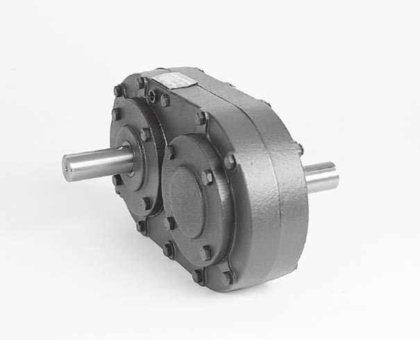 odel 280 - Single Reduction eatures n Rugged cast iron housing designed for rigid gear and bearing support. n Alloy shafting for greater strength. n Tapered roller bearings for endurance and strength.