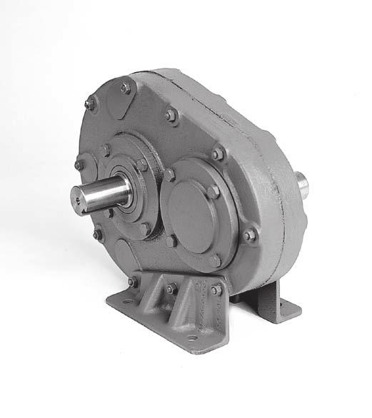 odel 200 - Single Reduction eatures n Rugged cast iron housing designed for rigid gear and bearing support. n Alloy shafting for greater strength. n Tapered roller bearings for endurance and strength.
