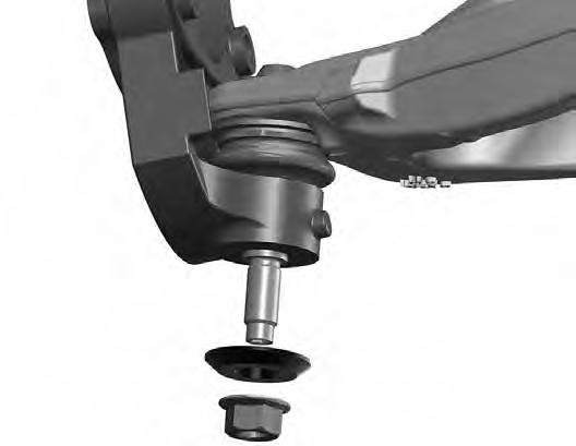 Torque lower and upper strut hardware to 40 ft-lbs. 54. Remove the hub bearing/rotor assembly and brake dust shield from the factory steering knuckles.