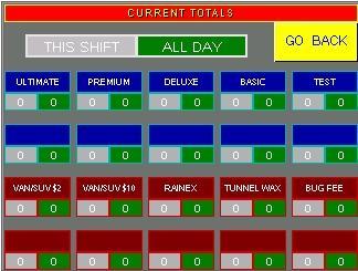 VIEW CURRENT Will show all the sales done on washes for that shift, or for that day. The shift s sales are shown in grey, while the day s sales are shown in green.