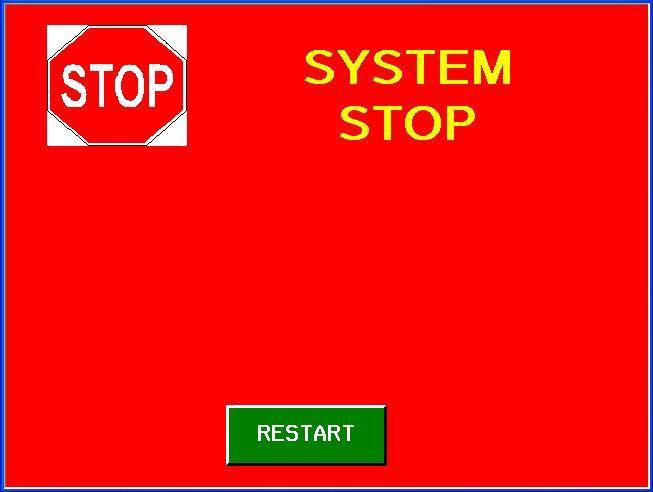 Figure 16-1 To re-start the equipment, you must first pull out the E-stop button mounted on the Tunnel Logic controller door, second, press the green start button on the controller and third, press