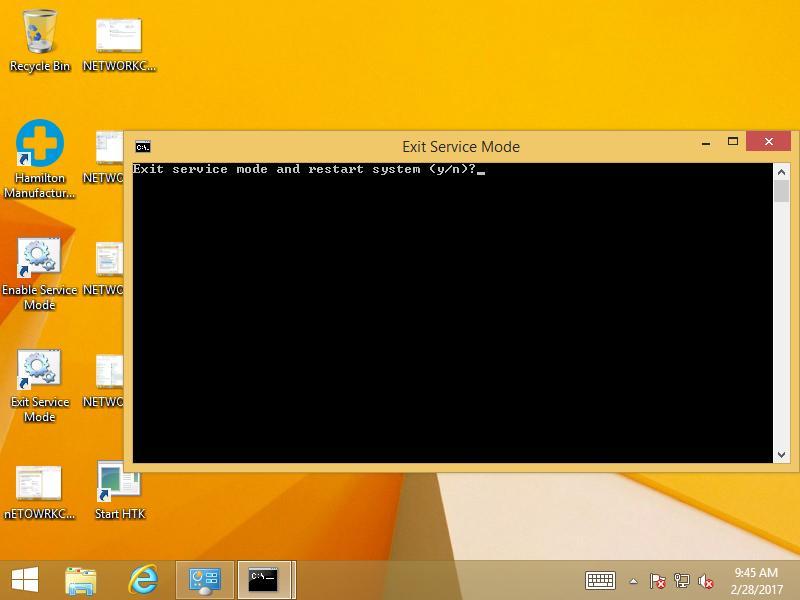 After selecting Exit Service Mode it will bring up a command prompt box and it will ask to type Y/N.