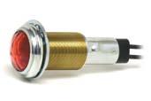 Satin finish stainless steel bezel, 3/4" (19.1mm) diameter. 1/" (1.7mm) diameter mounting stem, 3/8" (9.5mm) long. 1V #53 bulb supplied. 5/16" (8.0mm) diameter lenses.