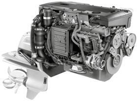 d4 aquamatic 4-cylinder, 4-stroke, direct-injected, aftercooled marine diesel engine.