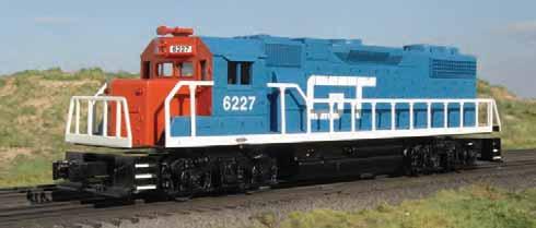 GENERAL MOTORS GP38 SCALE DIESELS NAVIGATES O-27 CURVES LENGTH 14" HEIGHT 4" 4 wheel power trucks with traction tires powered by dual motors