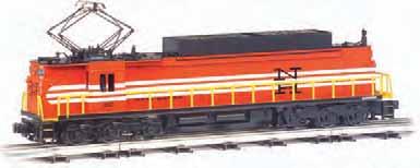 durable ABS plastic shell die-cast trucks, truck sides, pilots, and fuel tank dual headlights scale operating pantograph add-on grabrails sturdy stamped metal handrails In 1956, General Electric
