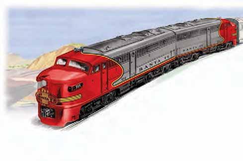 BURLINGTON & SANTA FE Locomotive Features: AA length 22"; height 3.