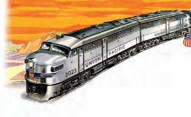 UNION PACIFIC SILVER STREAK Locomotive Features: A-A length 22"; height 3.