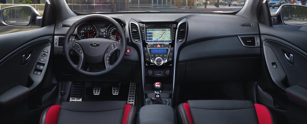 Sport front seats, sports instrument cluster and contrasting