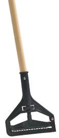 For Narrow Band Mops Quick Change Handles Economical choice Use with narrow band mops Plastic head with thumb wheel clamps mop in place Metal heads feature standard wing nut construction with a quick