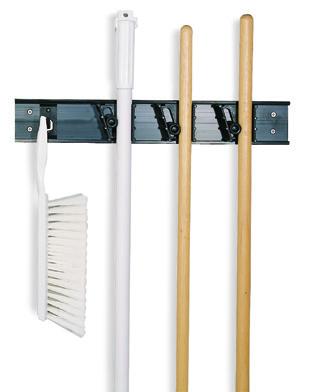 Roll N Grip Broom & Brush Holder System Adjustable rack holds a variety of different handle diameters Comes with a convenient hook for tools and brushes (additional hooks and grippers are available