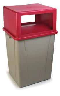 Gallon High capacity for indoor or outdoor use Corner tabs keep bag in place Can be used with two 23 gallon TrimLines to separate waste Hooded top available with or without doors Self-venting design
