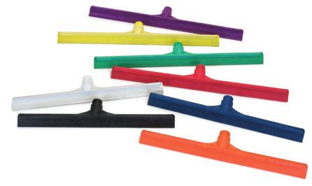 SQUEEGEES FLOOR CARE PRODUCTS One-Piece Rubber Squeegee with Plastic Frame Economical choice for lighter duty applications and shallow grout All plastic construction will not rust or bend and helps